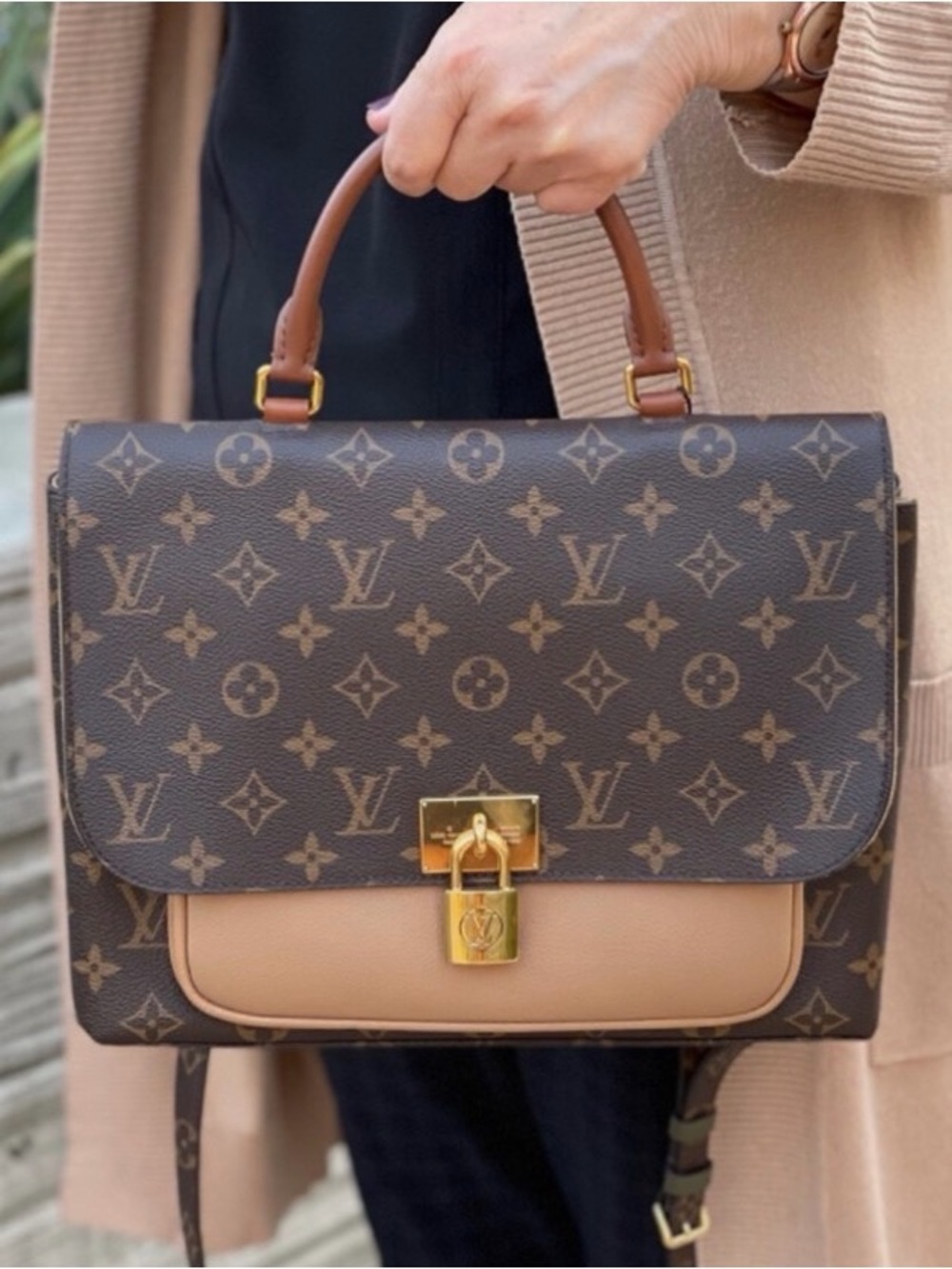LOUIS VUITTON Monogram Canvas & Sesame Marignan Bag